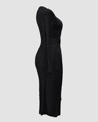 Women's Cable Knit Wrap Midi Dress