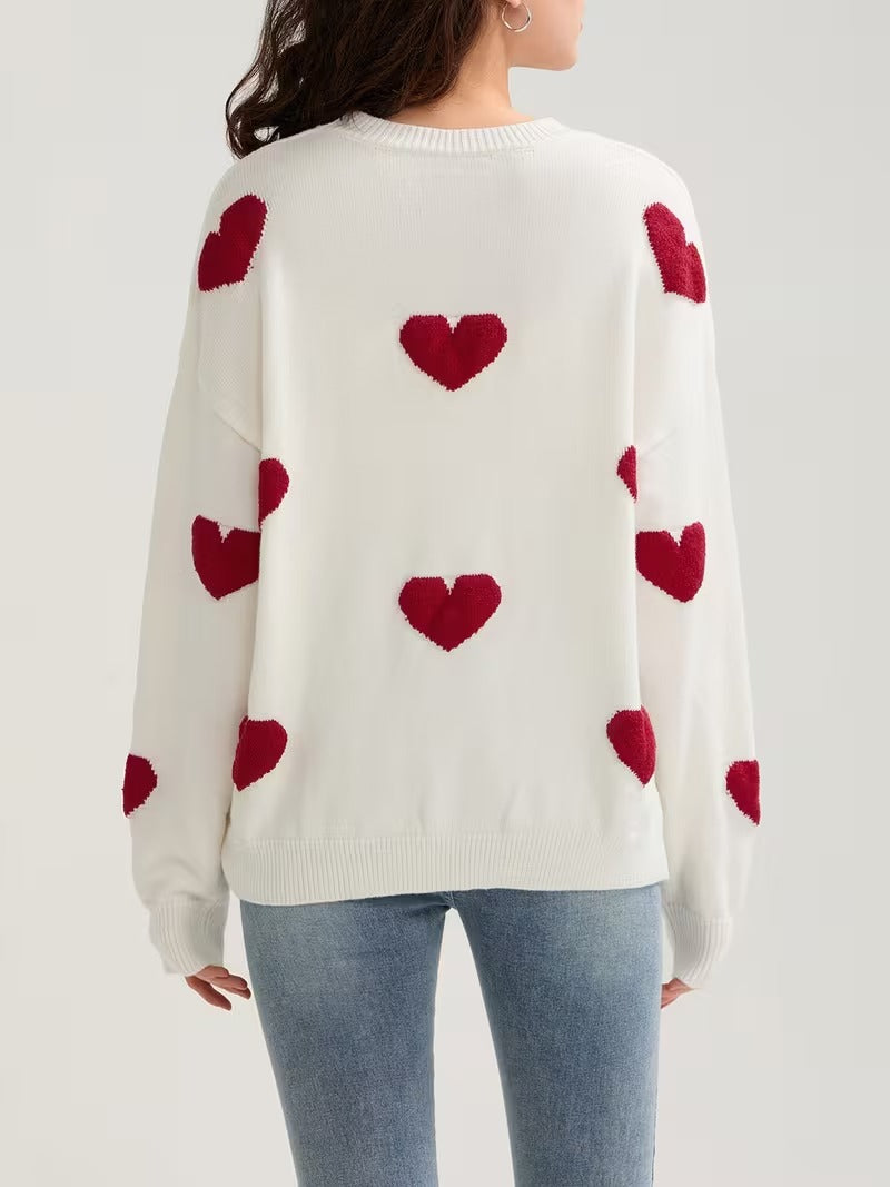 Women's Valentine Heart Print Sweater