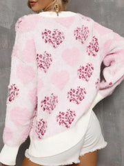 Women's Frilly Pearl Heart Sweater
