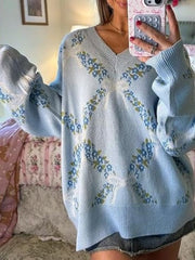 Women's Cute Bow Print Sweater