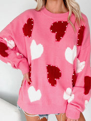 Women's Love Heart Graphic Knitted Sweater