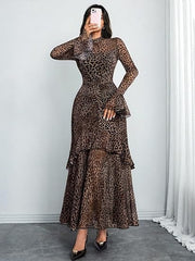 Valentine's Sheer Leopard Maxi Dress