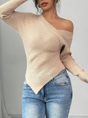Women's Asymmetrical One-Shoulder Knitted Top