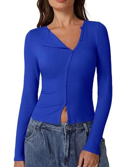 Women's Long Sleeve Ribbed Crewneck Tops