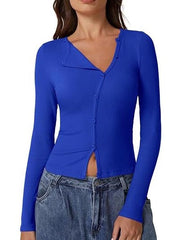 Women's Long Sleeve Ribbed Crewneck Tops