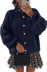 Women's Ruffled Neckline Button Up Cardigan