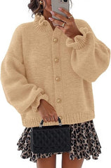Women's Ruffled Neckline Button Up Cardigan