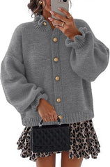 Women's Ruffled Neckline Button Up Cardigan