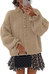 Women's Ruffled Neckline Button Up Cardigan