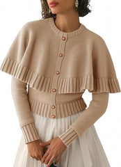 Women's  Long Sleeve Fall Knit Cape Sweaters