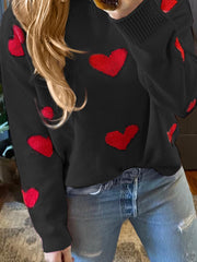 Women's Valentine Heart Print Sweater