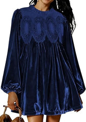 Women's Vintage Velvet Babydoll Dress