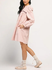 Women's Valentine's Pink Ruffled Bow Dress