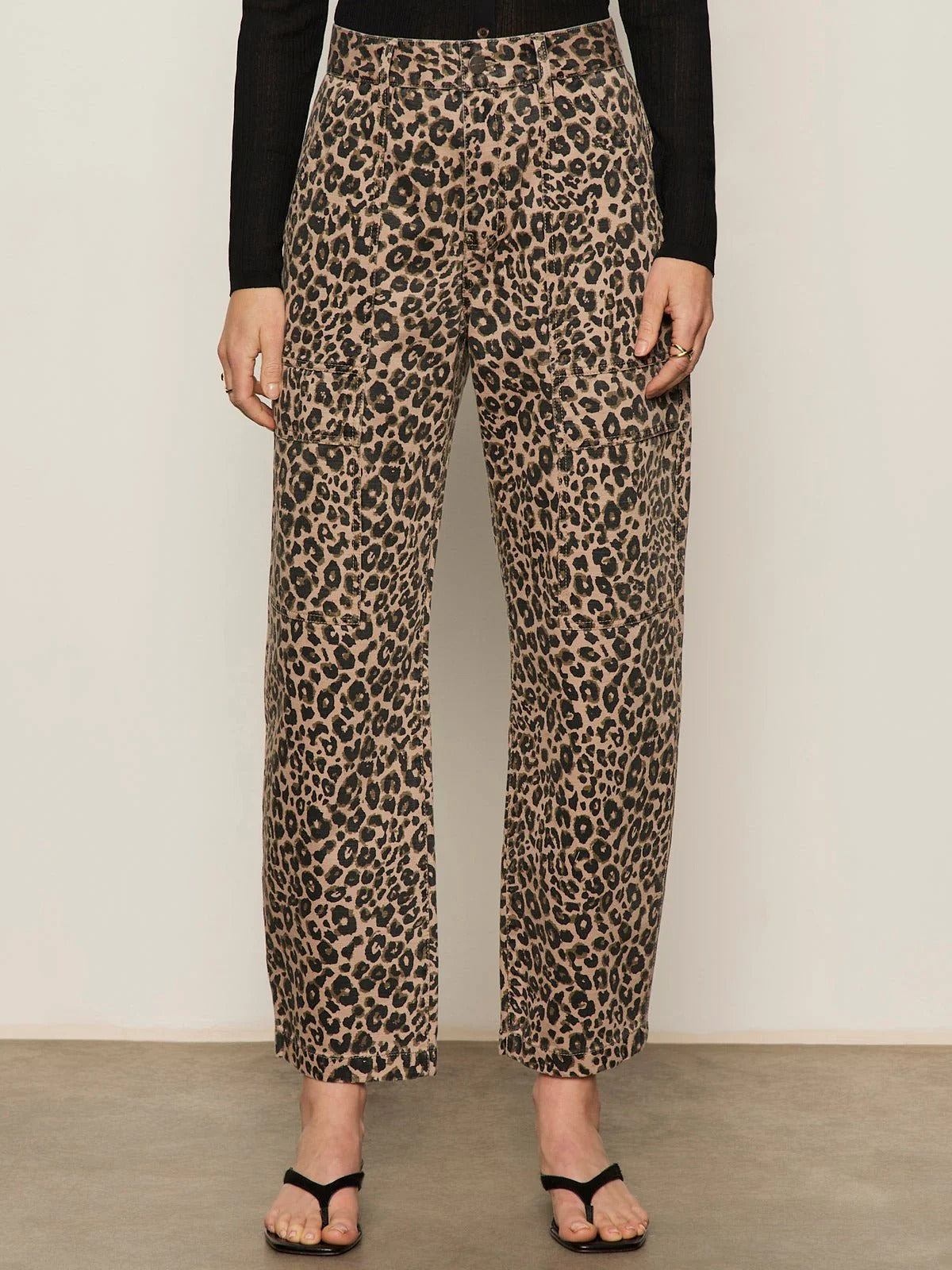 Women's Leopard Print Wide-Leg Trousers