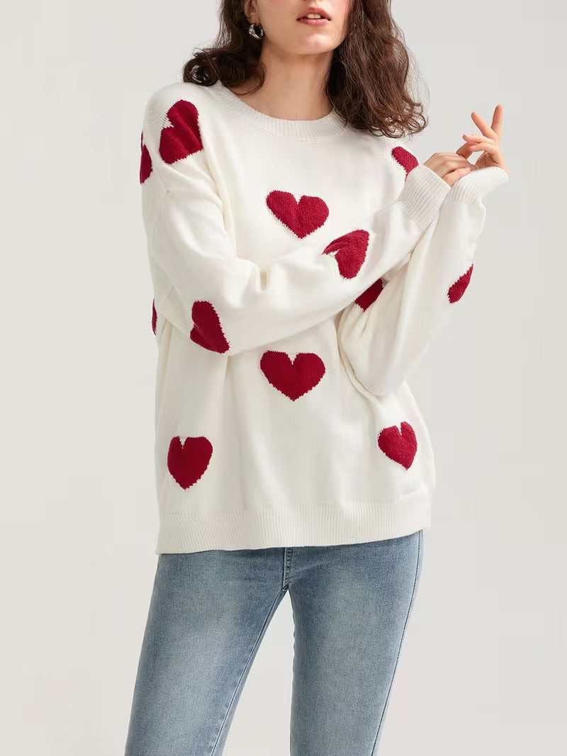 Women's Valentine Heart Print Sweater