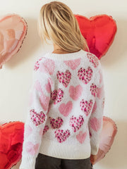 Women's Frilly Pearl Heart Sweater