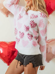 Women's Frilly Pearl Heart Sweater