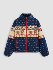 Women's Fleece Collar Graphic Jacket