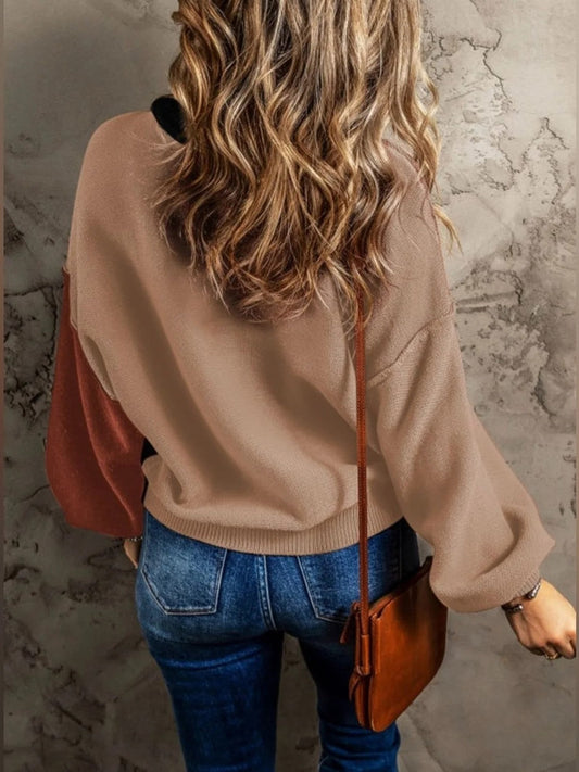 Women's Color-Block Stretchy Sweater