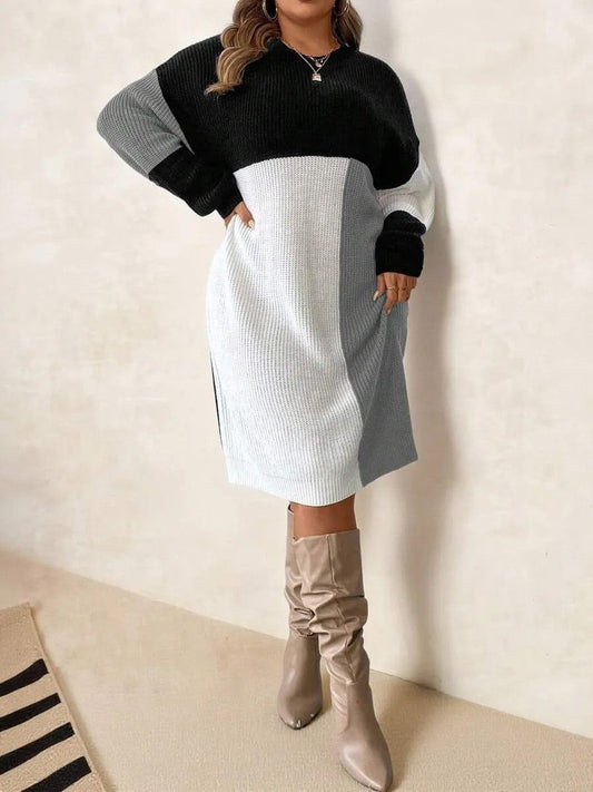 Women's Color Block Knit Sweater Dress