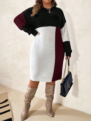 Women's Color Block Knit Sweater Dress
