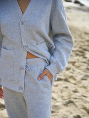 Women's V-Neck Button Casual Two-Piece Set