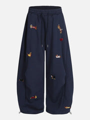 Cute Dachshund Embroidered Baggy Sweatpants