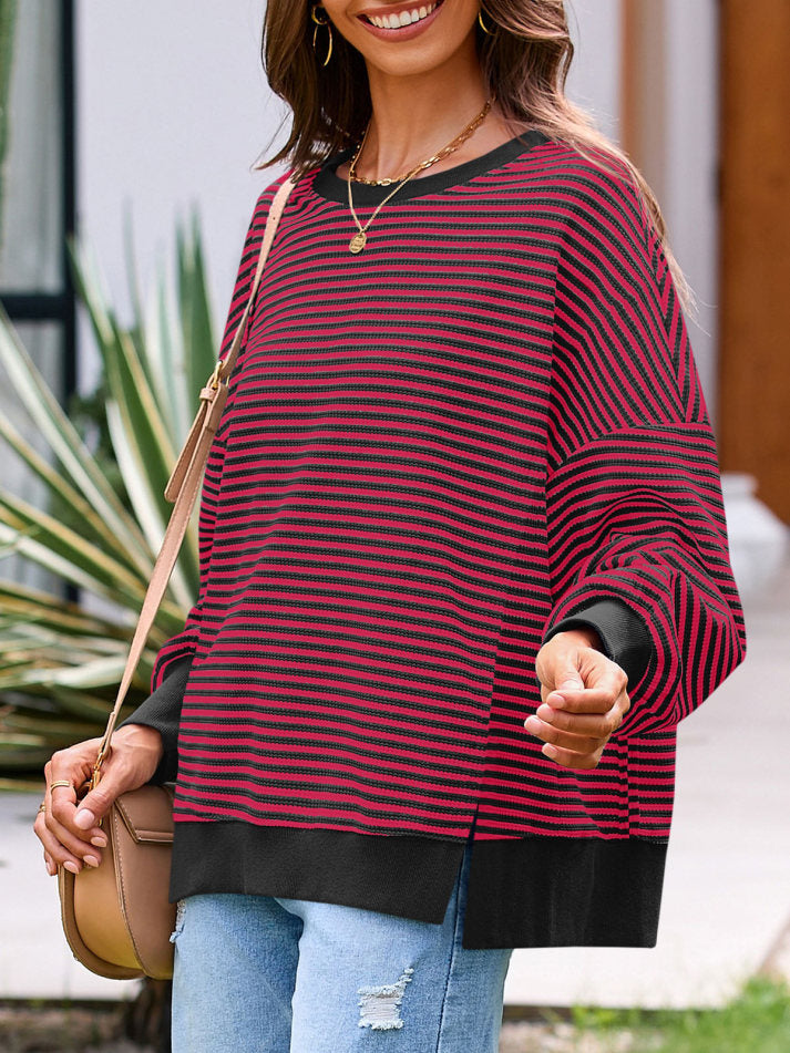 Women's Oversized Striped Sweatshirt