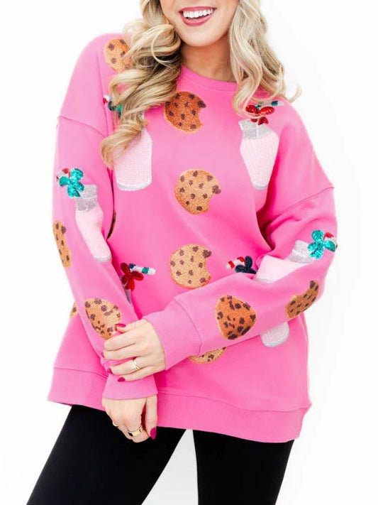 Women's Sparkling Milk and Cookie Sequin Sweatshirt