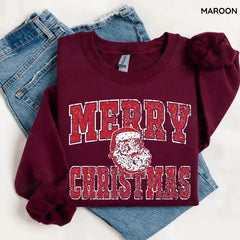 Vintage Distressed Merry Christmas Santa Sweatshirt