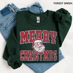 Vintage Distressed Merry Christmas Santa Sweatshirt