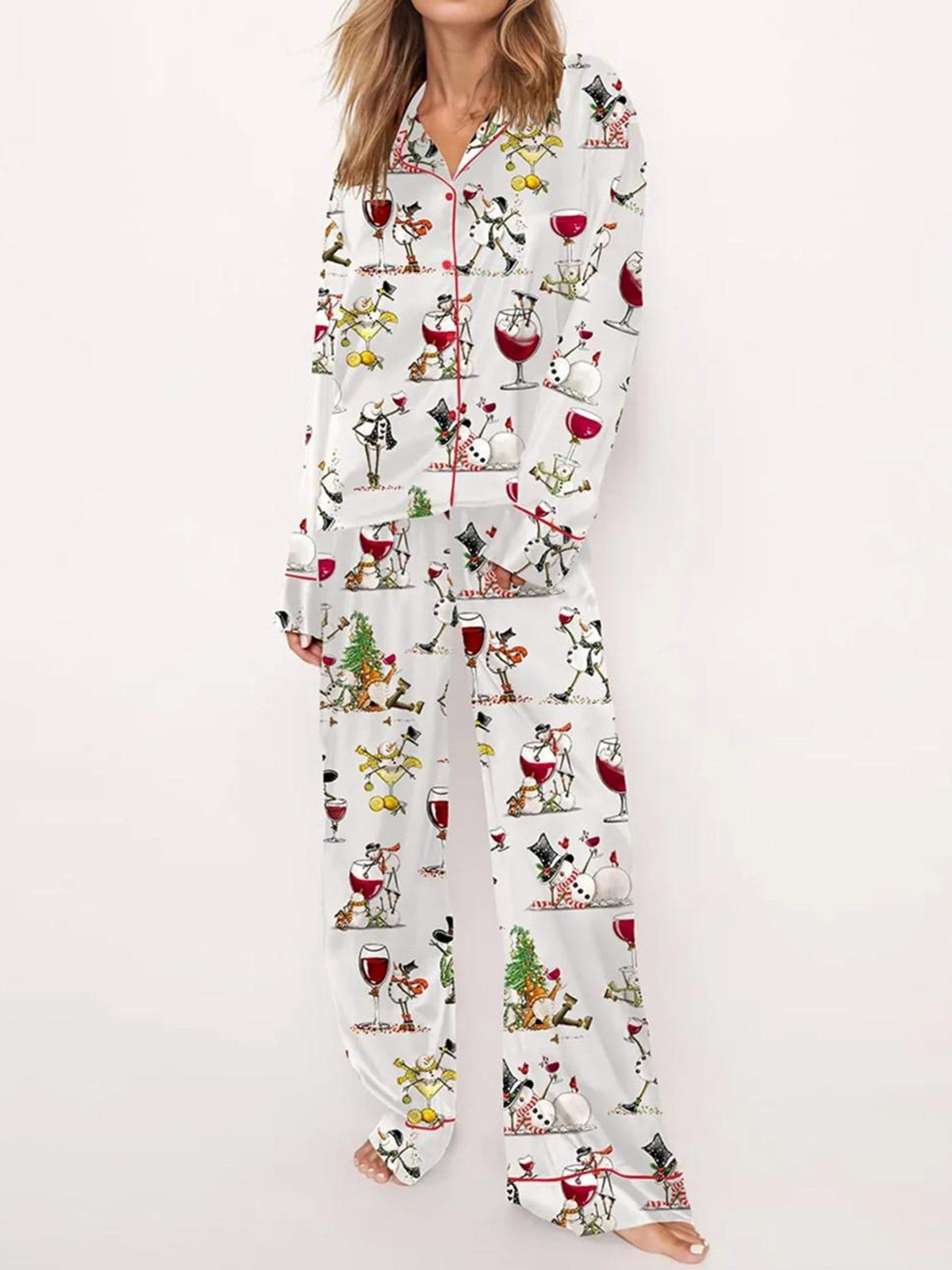 Women's Long Sleeve Tipsy Snowman Pajama Set