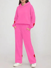 Women's Heart Patch Hoodie Set
