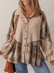 Women's Vintage Plaid Patchwork Shirt
