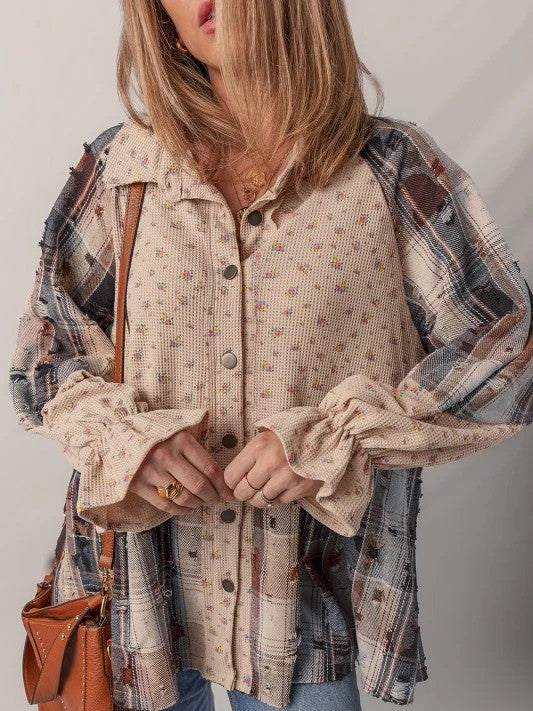 Women's Vintage Plaid Patchwork Shirt