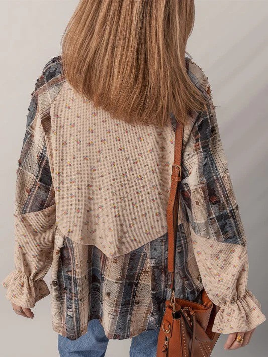 Women's Vintage Plaid Patchwork Shirt