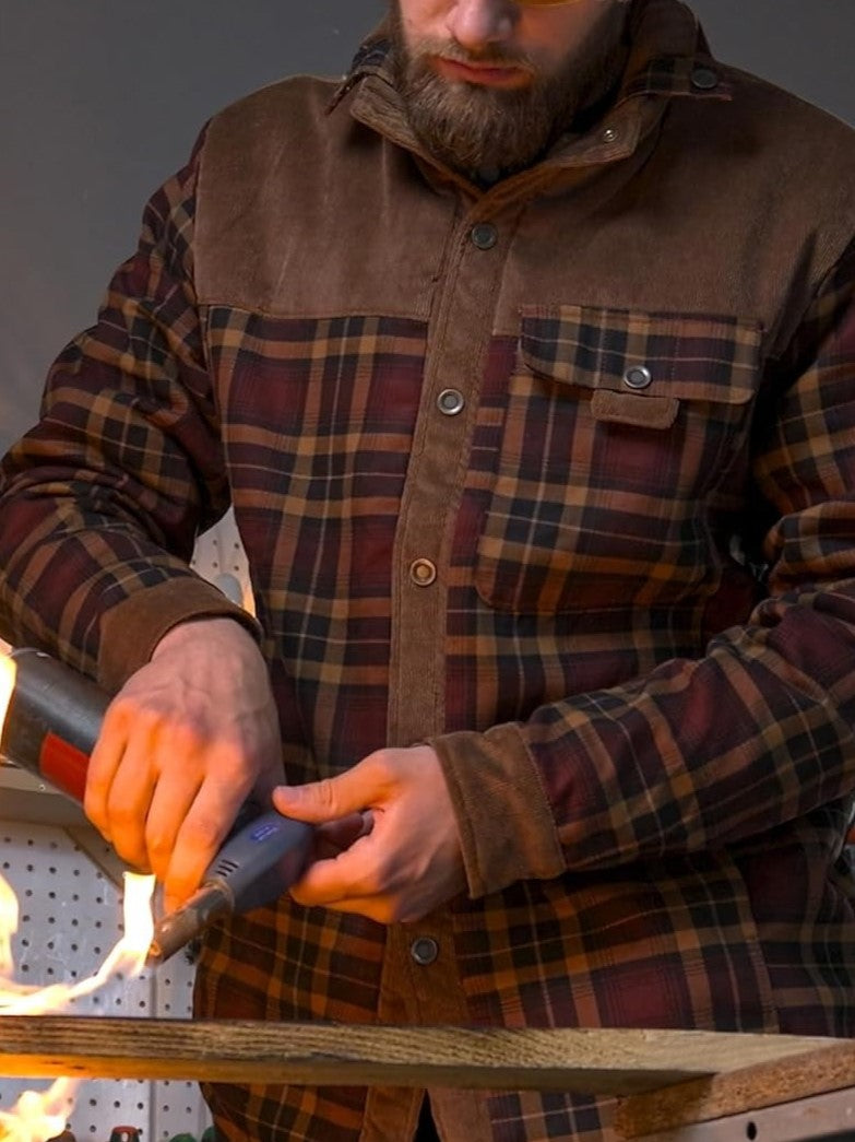 Men's Warm Plaid Fleece-Lined Outdoor Jacket