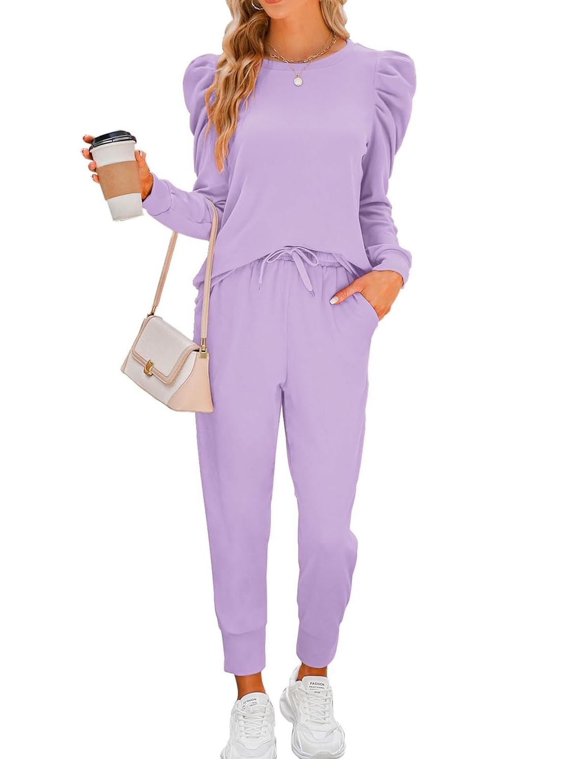 Women's Puff Sleeve Long-Sleeve Two-Piece Set