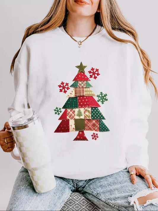 Women's Patchwork Christmas Tree Sweatshirt