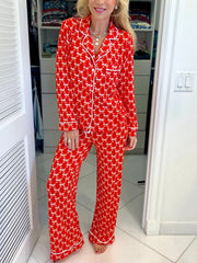Women's Bow Printed Pajama Set