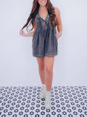 Women's Sparkly Rhinestone Denim Romper