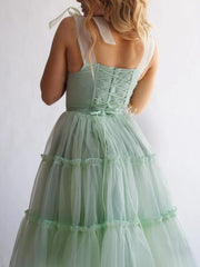 Women's Sexy Bow Spaghetti Straps Corset A-Line Dresses