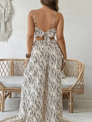 Women's Spring Summer Zebra Print Tie-Back Jumpsuit