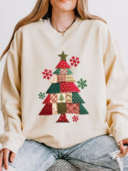 Women's Patchwork Christmas Tree Sweatshirt