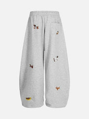 Cute Dachshund Embroidered Baggy Sweatpants