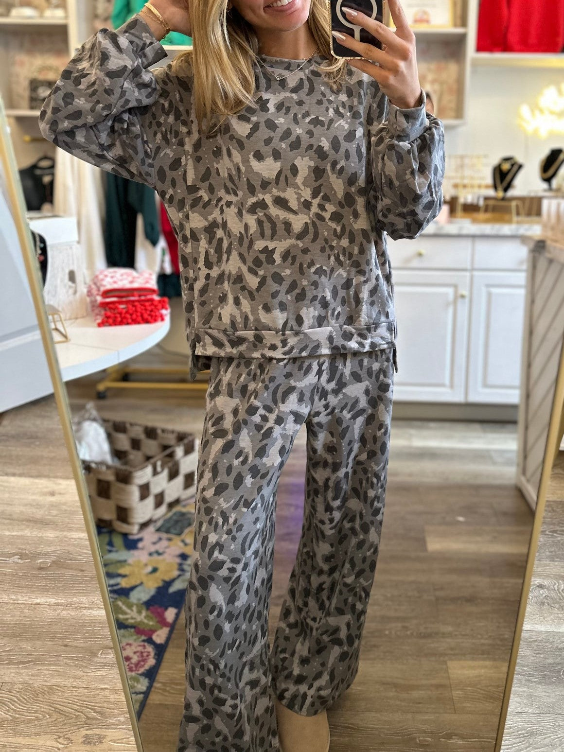 Women's Cozy Leopard Print Two - Piece Set