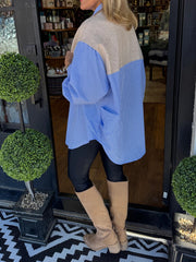 Women's Stripe Shirt with Shawl Overlay