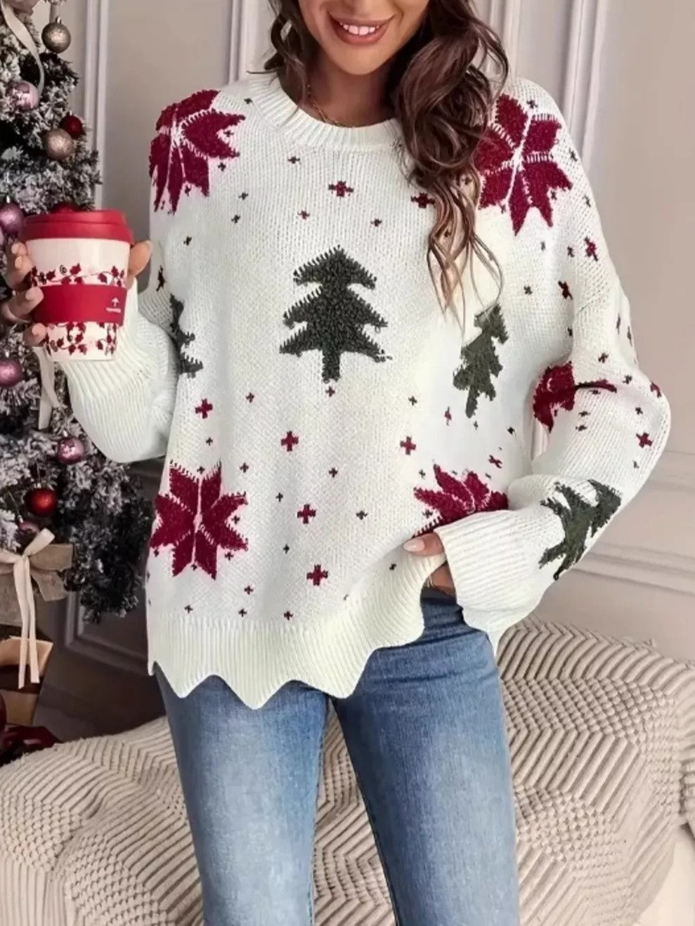 Women's Christmas Tree Snowflake Sweater