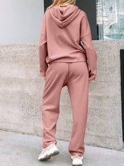 Women's Lace Drawstring Oversized Hoodie Two-Piece Set