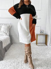 Women's Color Block Knit Sweater Dress